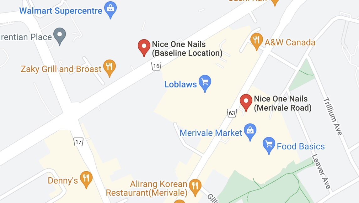 map direction of baseline and merivale nails